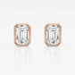 Original Brilliant Diamond 14KT Rose Gold 3 cttw Emerald-Cut Lab Grown Diamond Bezel Set Solitaire Stud Earrings for Women, FG/VS-SI