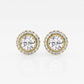 Original Brilliant Diamond 14KT Yellow Gold 1 3/4 cttw Round-Cut Lab Grown Diamond Bezel Set Halo Stud Earrings for Women, G+SI