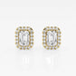 Original Brilliant Diamond 14KT Yellow Gold 2 1/3 cttw Emerald-Cut Lab Grown Diamond Halo Stud Earrings for Women, FG/VS-SI, G+SI