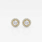 Original Brilliant Diamond 14KT Yellow Gold 5/8 cttw Round-Cut Lab Grown Diamond Bezel Set Halo Stud Earrings for Women, G+SI