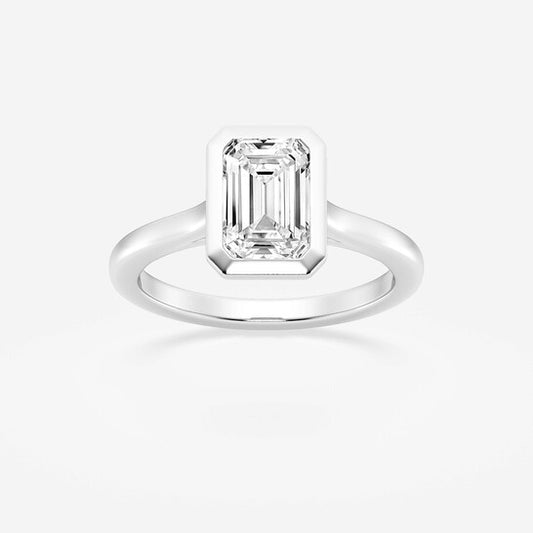 Original Brilliant Diamond 2 cttw Emerald-Cut Lab Grown Diamond Bezel Set Solitaire Engagement Ring in Platinum , FG/VS-SI