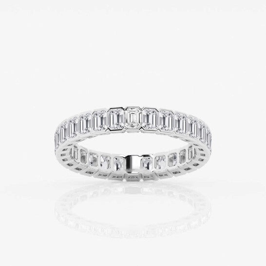 Original Brilliant Diamond 2 cttw Emerald-Cut Lab Grown Diamond Half Bezel Eternity Band in Platinum , G+/VS-SI