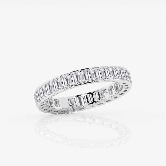 Original Brilliant Diamond 2 cttw Emerald-Cut Lab Grown Diamond Half Bezel Eternity Band in Platinum , G+/VS-SI