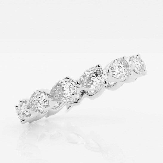 Original Brilliant Diamond 2 CTTW Floating Pear LAB GROWN Diamond Eternity Band 14K White Gold (G+SI)