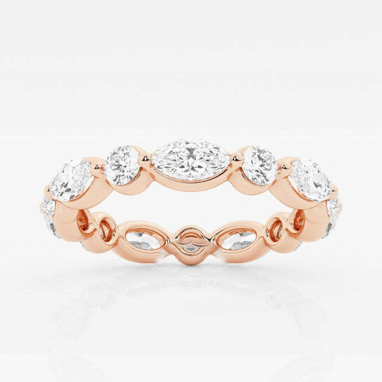 Original Brilliant Diamond 2 cttw Marquise-Cut Lab Grown Diamond Floating Eternity Band in 14KT Rose Gold , G+/VS-SI, G+SI