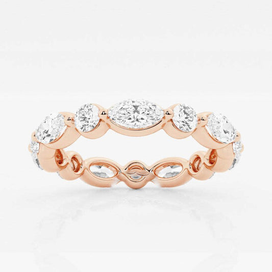 Original Brilliant Diamond 2 cttw Marquise-Cut Lab Grown Diamond Floating Eternity Band in 14KT Rose Gold , G+/VS-SI, G+SI