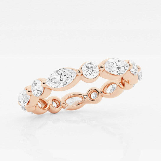 Original Brilliant Diamond 2 cttw Marquise-Cut Lab Grown Diamond Floating Eternity Band in 14KT Rose Gold , G+/VS-SI, G+SI