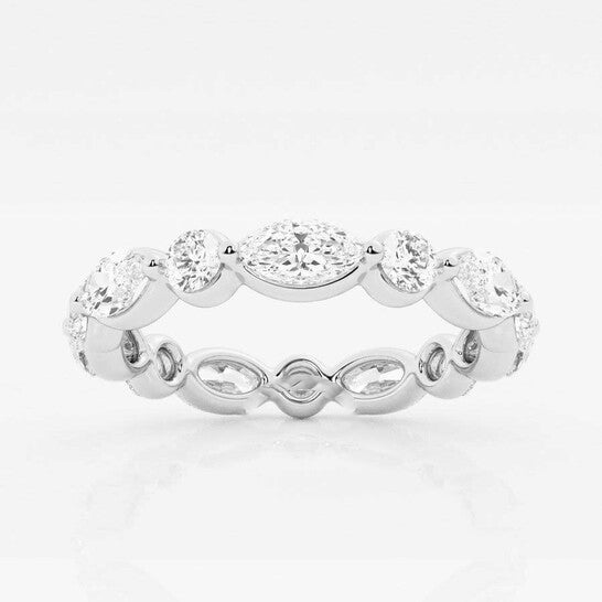 Original Brilliant Diamond 2 cttw Marquise-Cut Lab Grown Diamond Floating Eternity Band in 14KT White Gold , G+/VS-SI, G+SI