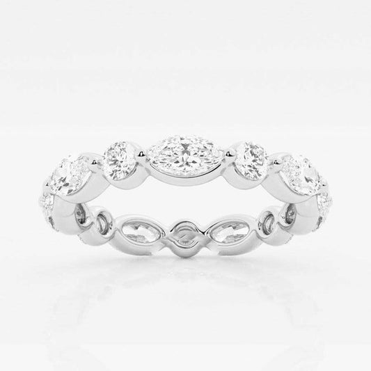 Original Brilliant Diamond 2 cttw Marquise-Cut Lab Grown Diamond Floating Eternity Band in 14KT White Gold , G+/VS-SI, G+SI