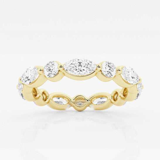 Original Brilliant Diamond 2 cttw Marquise-Cut Lab Grown Diamond Floating Eternity Band in 14KT Yellow Gold , G+/VS-SI, G+SI