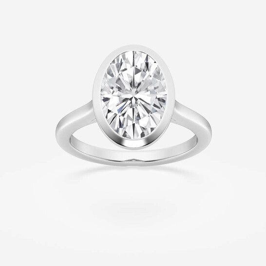 Original Brilliant Diamond 2 cttw Oval-Cut Lab Grown Diamond Bezel Set Solitaire Engagement Ring in Platinum , FG/VS-SI