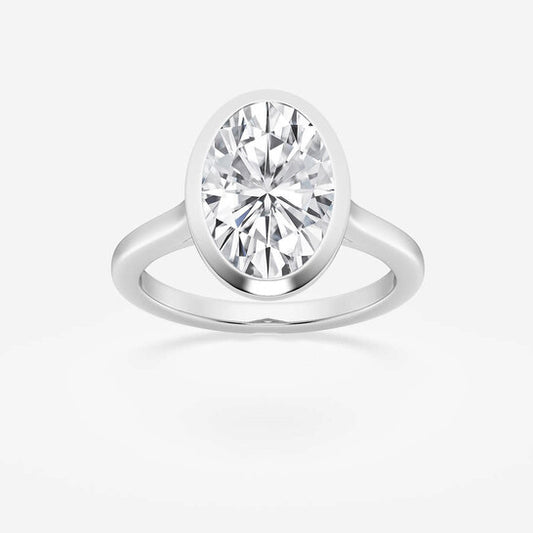 Original Brilliant Diamond 2 cttw Oval-Cut Lab Grown Diamond Bezel Set Solitaire Engagement Ring in Platinum , FG/VS-SI