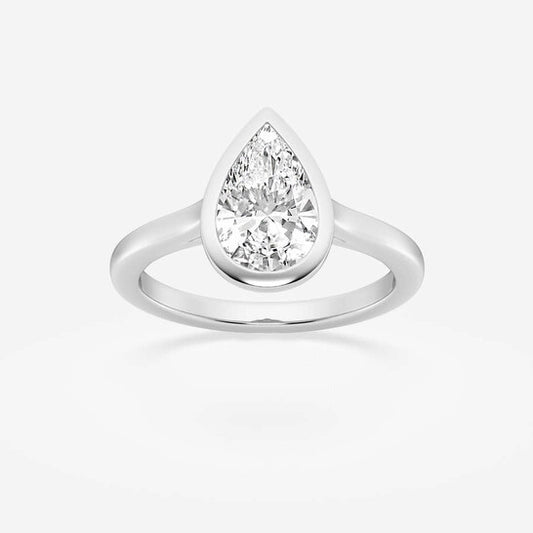 Original Brilliant Diamond 2 cttw Pear-Cut Lab Grown Diamond Bezel Set Solitaire Engagement Ring in Platinum , FG/VS-SI