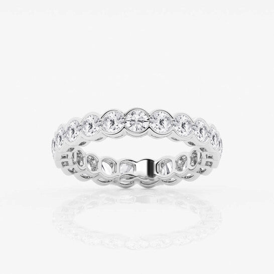 Original Brilliant Diamond 2 cttw Round-Cut Lab Grown Diamond Half Bezel Eternity Band in 14KT White Gold , G+SI