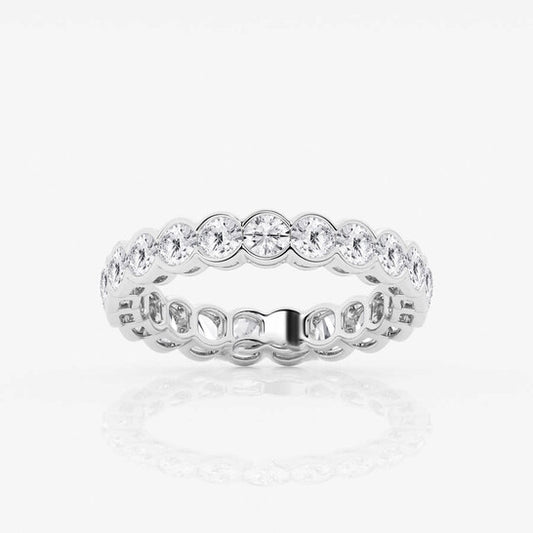 Original Brilliant Diamond 2 cttw Round-Cut Lab Grown Diamond Half Bezel Eternity Band in 14KT White Gold , G+SI