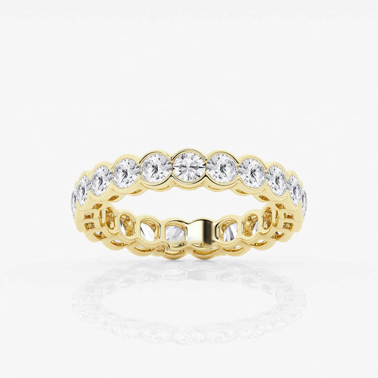 Original Brilliant Diamond 2 cttw Round-Cut Lab Grown Diamond Half Bezel Eternity Band in 14KT Yellow Gold , G+SI