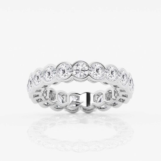 Original Brilliant Diamond 3 cttw Round-Cut Lab Grown Diamond Half Bezel Eternity Band in 14KT White Gold , G+SI