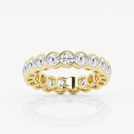 Original Brilliant Diamond 3 cttw Round-Cut Lab Grown Diamond Half Bezel Eternity Band in 14KT Yellow Gold , G+SI