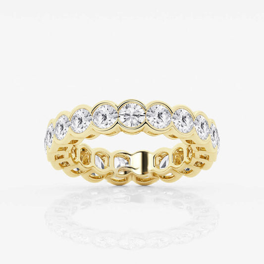 Original Brilliant Diamond 3 cttw Round-Cut Lab Grown Diamond Half Bezel Eternity Band in 14KT Yellow Gold , G+SI