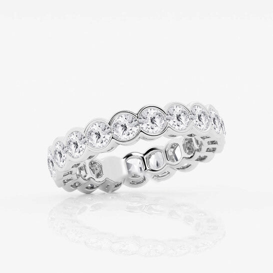 Original Brilliant Diamond 3 cttw Round-Cut Lab Grown Diamond Half Bezel Eternity Band in Platinum , G+SI