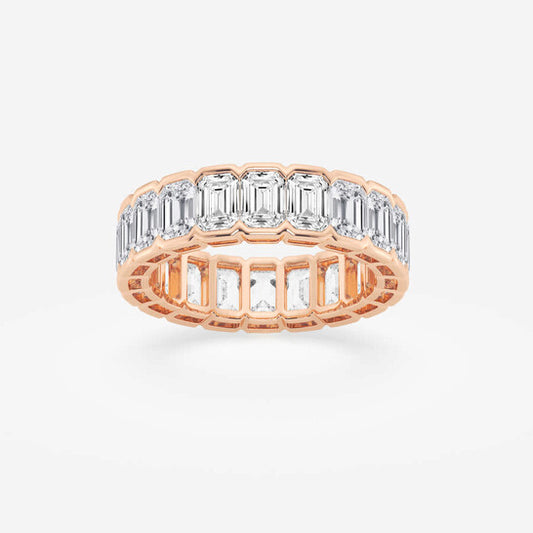 Original Brilliant Diamond 4 cttw Emerald-Cut Lab Grown Diamond Half Bezel Eternity Band in 14KT Rose Gold , G+/VS-SI