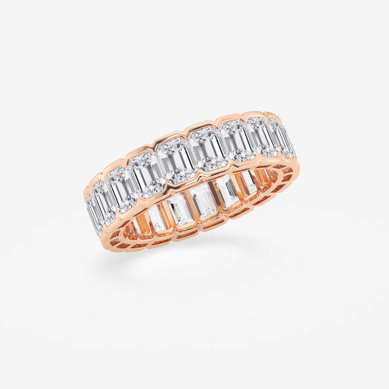 Original Brilliant Diamond 4 cttw Emerald-Cut Lab Grown Diamond Half Bezel Eternity Band in 14KT Rose Gold , G+/VS-SI