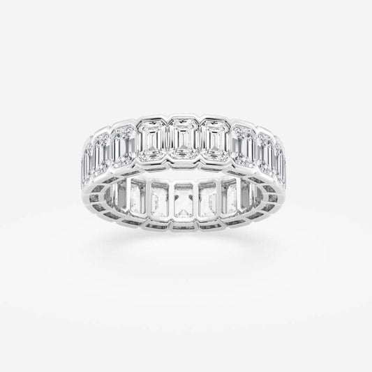 Original Brilliant Diamond 4 cttw Emerald-Cut Lab Grown Diamond Half Bezel Eternity Band in 14KT White Gold , G+/VS-SI