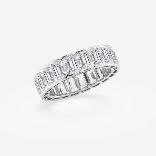 Original Brilliant Diamond 4 cttw Emerald-Cut Lab Grown Diamond Half Bezel Eternity Band in 14KT White Gold , G+/VS-SI