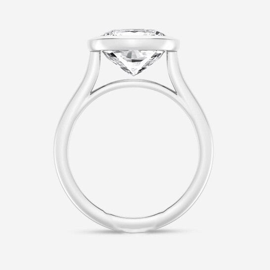 Original Brilliant Diamond 5 cttw Cushion-Cut Lab Grown Diamond Bezel Set Solitaire Engagement Ring in Platinum , FG/VS-SI