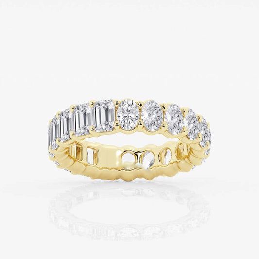 Original Brilliant Diamond 5 cttw Emerald and Oval-Cut Lab Grown Diamond Eternity Band in 14KT Yellow Gold , G+/VS-SI