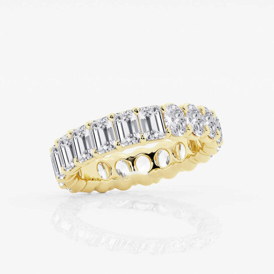 Original Brilliant Diamond 5 cttw Emerald and Oval-Cut Lab Grown Diamond Eternity Band in 14KT Yellow Gold , G+/VS-SI