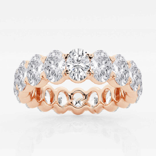 Original Brilliant Diamond 5 cttw Oval-Cut Lab Grown Diamond Eternity Band in 14KT Rose Gold , G+/VS-SI