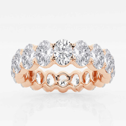 Original Brilliant Diamond 5 cttw Oval-Cut Lab Grown Diamond Eternity Band in 14KT Rose Gold , G+/VS-SI