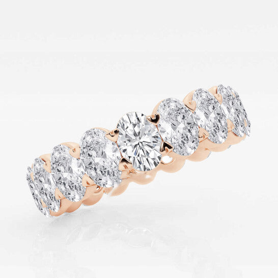 Original Brilliant Diamond 5 cttw Oval-Cut Lab Grown Diamond Eternity Band in 14KT Rose Gold , G+/VS-SI