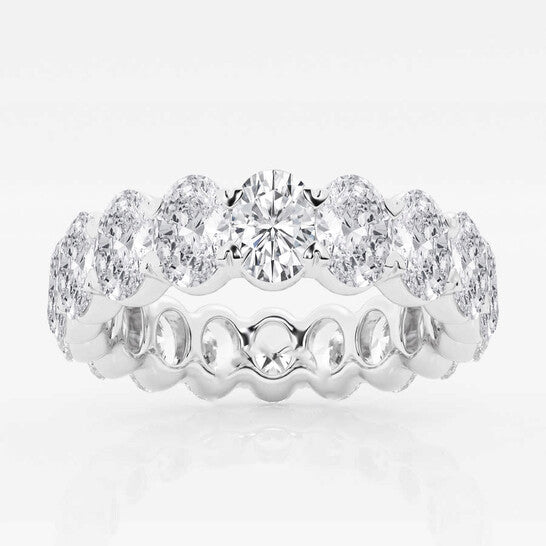 Original Brilliant Diamond 5 cttw Oval-Cut Lab Grown Diamond Eternity Band in 14KT White Gold , G+/VS-SI