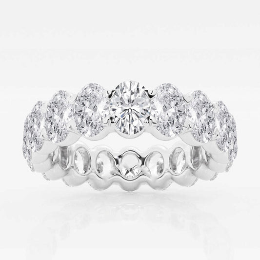 Original Brilliant Diamond 5 cttw Oval-Cut Lab Grown Diamond Eternity Band in 14KT White Gold , G+/VS-SI