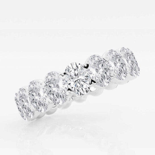 Original Brilliant Diamond 5 cttw Oval-Cut Lab Grown Diamond Eternity Band in 14KT White Gold , G+/VS-SI