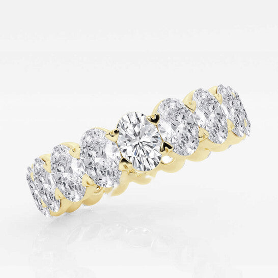 Original Brilliant Diamond 5 cttw Oval-Cut Lab Grown Diamond Eternity Band in 14KT Yellow Gold , G+/VS-SI