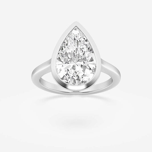 Original Brilliant Diamond 5 cttw Pear-Cut Lab Grown Diamond Bezel Set Solitaire Engagement Ring in Platinum , FG/VS-SI