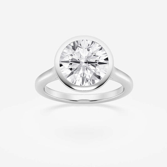 Original Brilliant Diamond 5 cttw Round-Cut Lab Grown Diamond Bezel Set Solitaire Engagement Ring in Platinum , FG/VS-SI