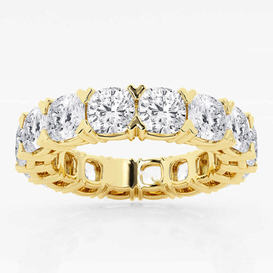 Original Brilliant Diamond 7 cttw Cushion-Cut Lab Grown Diamond V-Prong Eternity Band in 14KT Yellow Gold , G+/VS-SI