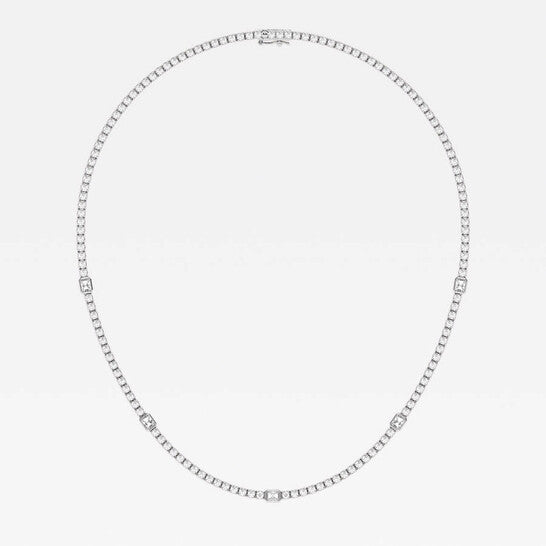 Original Brilliant Diamond 8.74 cttw 14KT White Gold Prong Setting Radiant-Cut Lab Grown Diamond Tennis Necklace for Women,VS2+