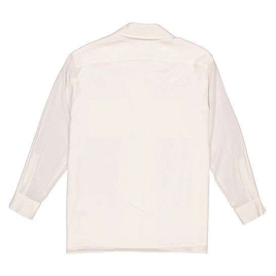 Original Burberry Ladies Optic White Logo Applique Silk Satin Oversized Shirt