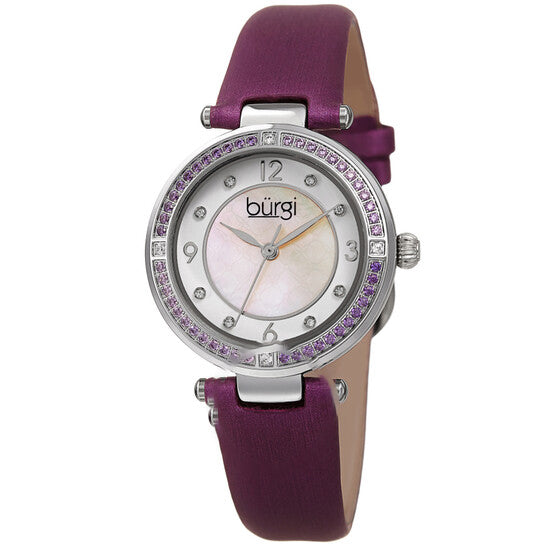 Original Burgi Quartz White Dial Purple Satin Ladies Watch BUR251PU