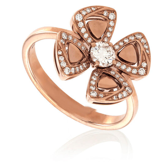 Original Bvlgari Fiorever 18 Kt Rose Gold Ring, Size 52