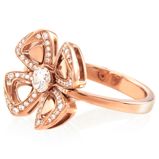 Original Bvlgari Fiorever 18 Kt Rose Gold Ring, Size 52