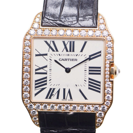 Original Cartier Santos-Dumont Diamond Bezel Manual Wind 18 kt Rose Gold Men's Watch WH100751