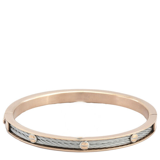 Original Charriol Forever Eternity Rose Gold PVD Steel Cable Bangle, Size M