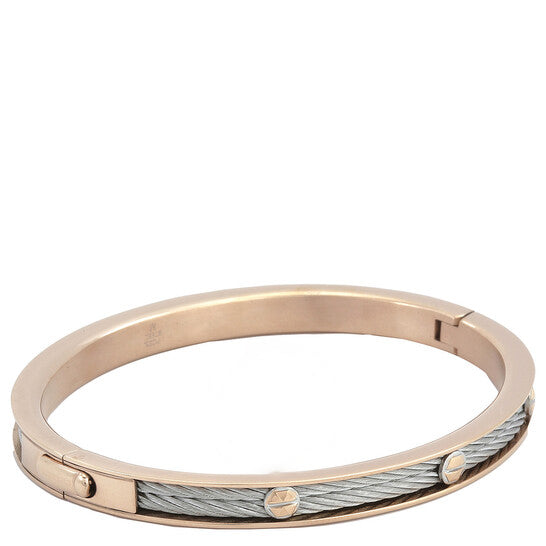 Original Charriol Forever Eternity Rose Gold PVD Steel Cable Bangle, Size M