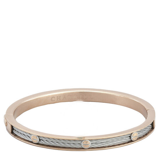 Original Charriol Forever Eternity Rose Gold PVD Steel Cable Bangle, Size M